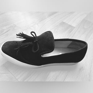 All Black suede slip on